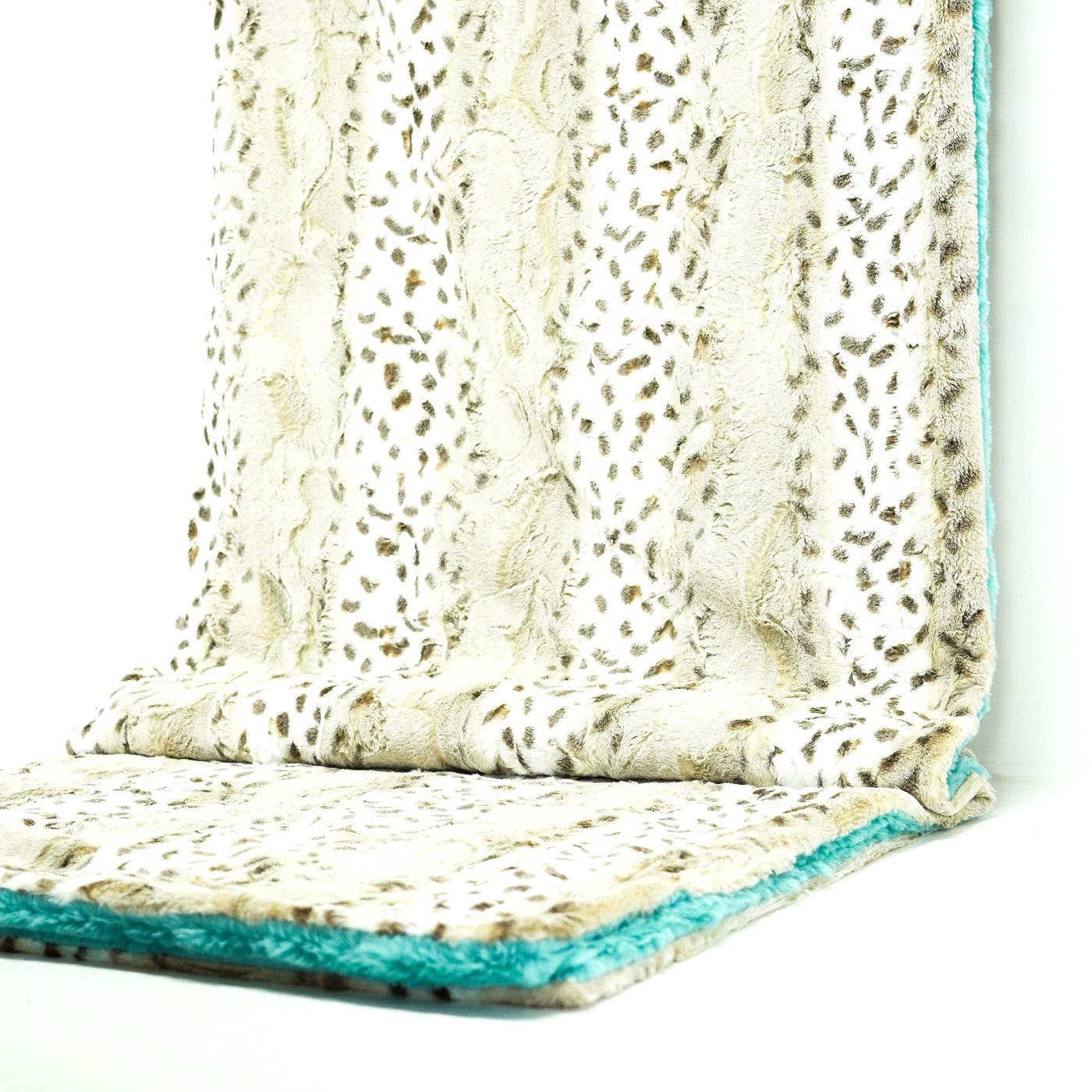 Adult Sized Minky Blanket - Beige Fawn w/ Aqua Bunny-Adult Sized Minky Blanket-Western-Cowhide-Bags-Handmade-Products-Gifts-Dancing Cactus Designs