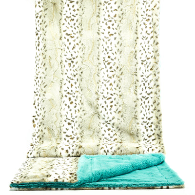 Adult Sized Minky Blanket - Beige Fawn w/ Aqua Bunny-Adult Sized Minky Blanket-Western-Cowhide-Bags-Handmade-Products-Gifts-Dancing Cactus Designs