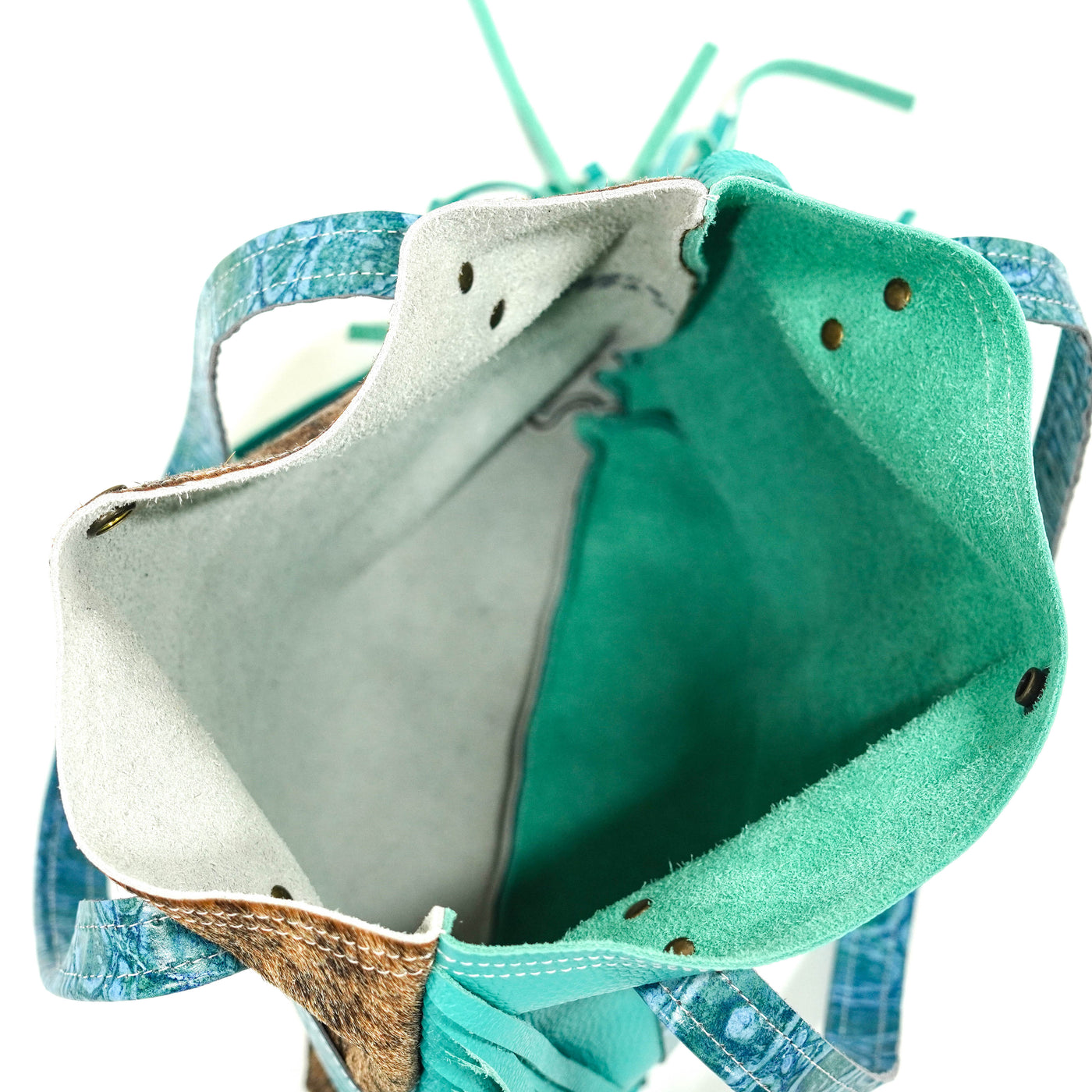 Mini Trisha - Two-Tone Brindle w/ Mermaid Tortoise-Mini Trisha-Western-Cowhide-Bags-Handmade-Products-Gifts-Dancing Cactus Designs