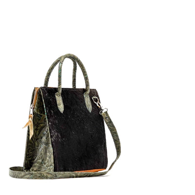 The Opry - Dark Brindle w/ Turquoise Autumn-The Opry-Western-Cowhide-Bags-Handmade-Products-Gifts-Dancing Cactus Designs