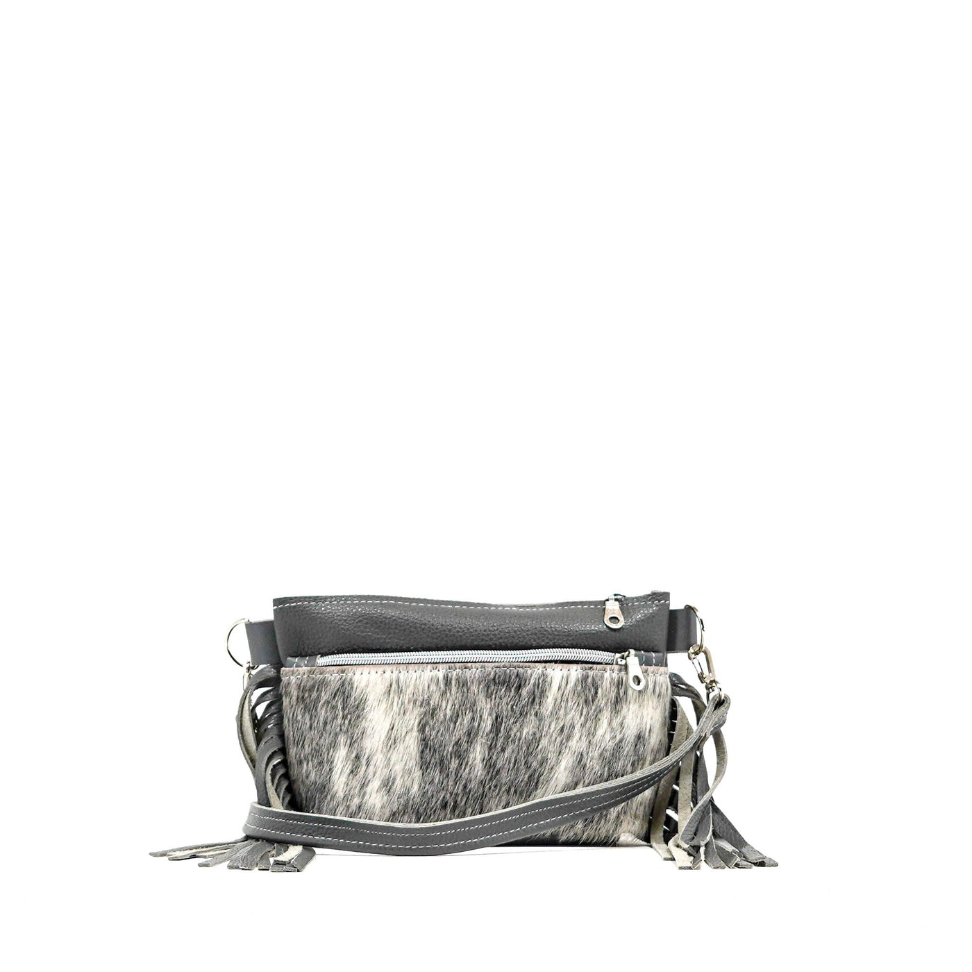 002 Miss Kitty - Grey Brindle w/ Grey Leather-Miss Kitty-Western-Cowhide-Bags-Handmade-Products-Gifts-Dancing Cactus Designs