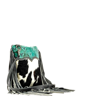 004 Shania - Black & White w/ Royston Skulls-Shania-Western-Cowhide-Bags-Handmade-Products-Gifts-Dancing Cactus Designs