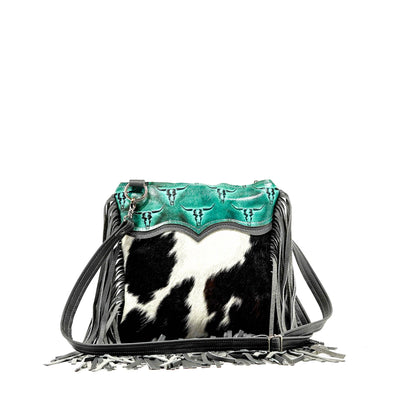 004 Shania - Black & White w/ Royston Skulls-Shania-Western-Cowhide-Bags-Handmade-Products-Gifts-Dancing Cactus Designs