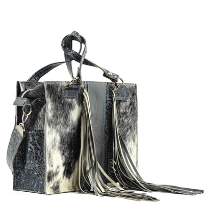 011 Clerk - Black & White w/ Sapphire Tool-Clerk-Western-Cowhide-Bags-Handmade-Products-Gifts-Dancing Cactus Designs