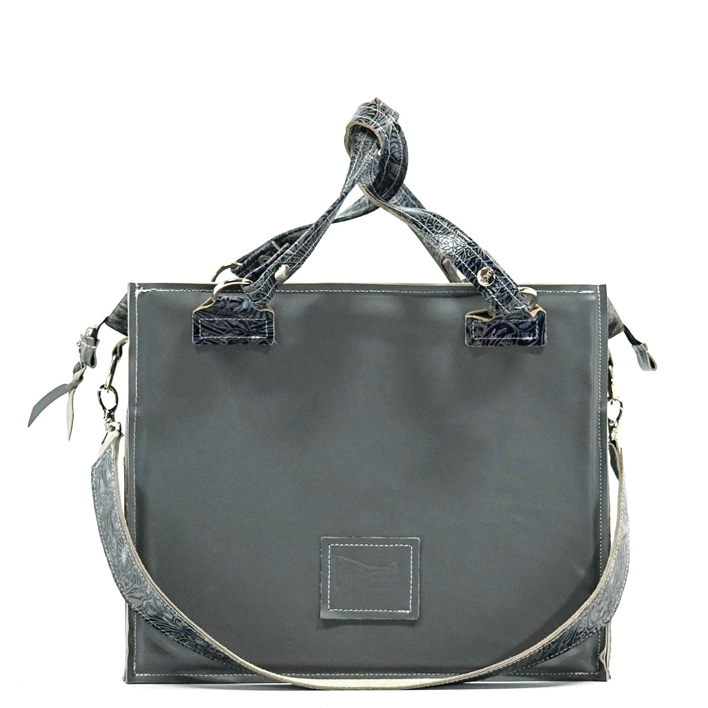 011 Clerk - Black & White w/ Sapphire Tool-Clerk-Western-Cowhide-Bags-Handmade-Products-Gifts-Dancing Cactus Designs