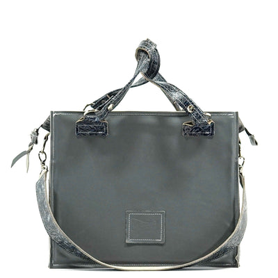 011 Clerk - Black & White w/ Sapphire Tool-Clerk-Western-Cowhide-Bags-Handmade-Products-Gifts-Dancing Cactus Designs