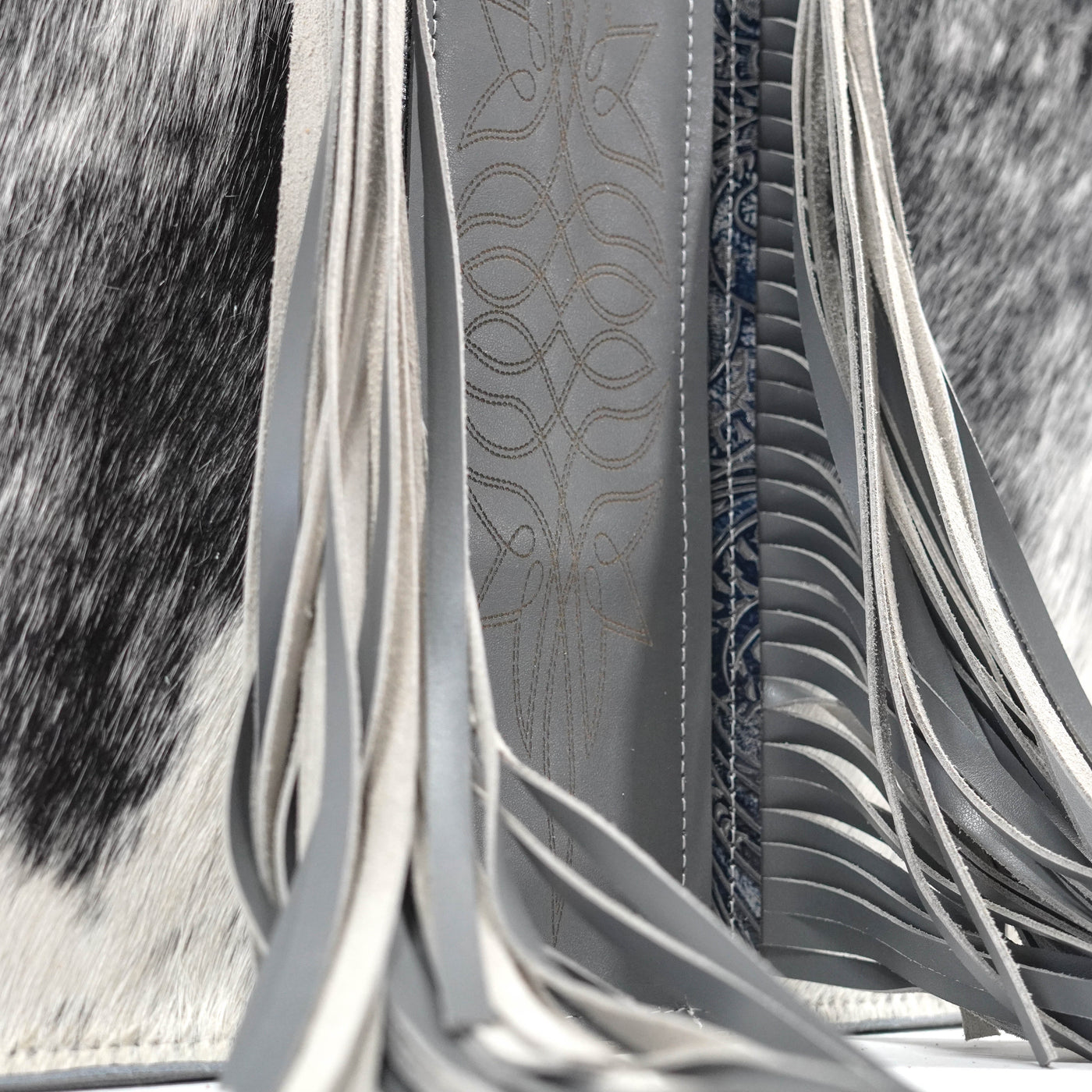 011 Clerk - Black & White w/ Sapphire Tool-Clerk-Western-Cowhide-Bags-Handmade-Products-Gifts-Dancing Cactus Designs