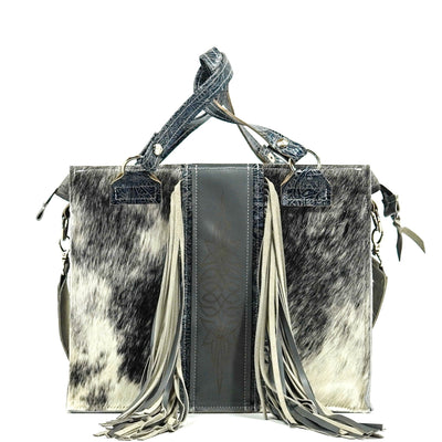 011 Clerk - Black & White w/ Sapphire Tool-Clerk-Western-Cowhide-Bags-Handmade-Products-Gifts-Dancing Cactus Designs