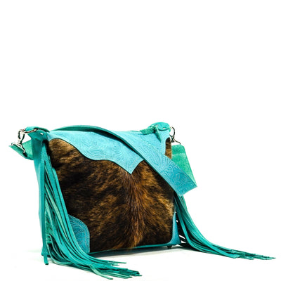 014 Oakley - Centered Brindle w/ Turquoise Denver Tool-Oakley-Western-Cowhide-Bags-Handmade-Products-Gifts-Dancing Cactus Designs
