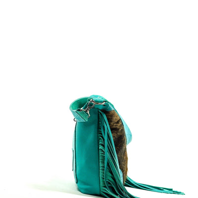 014 Oakley - Centered Brindle w/ Turquoise Denver Tool-Oakley-Western-Cowhide-Bags-Handmade-Products-Gifts-Dancing Cactus Designs