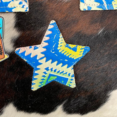 021 Minnie Pearl - Tricolor w/ Neon Trip Aztec-Minnie Pearl-Western-Cowhide-Bags-Handmade-Products-Gifts-Dancing Cactus Designs