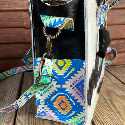 021 Minnie Pearl - Tricolor w/ Neon Trip Aztec-Minnie Pearl-Western-Cowhide-Bags-Handmade-Products-Gifts-Dancing Cactus Designs