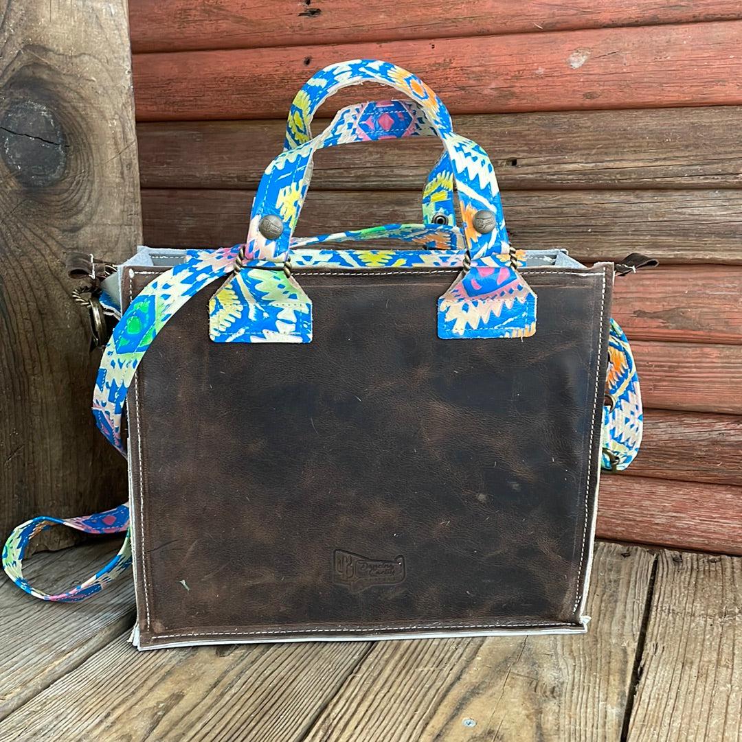 021 Minnie Pearl - Tricolor w/ Neon Trip Aztec-Minnie Pearl-Western-Cowhide-Bags-Handmade-Products-Gifts-Dancing Cactus Designs