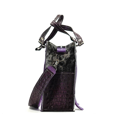 023 Clerk - Black & White w/ No Embossed-Clerk-Western-Cowhide-Bags-Handmade-Products-Gifts-Dancing Cactus Designs
