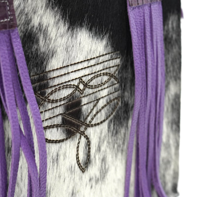 023 Clerk - Black & White w/ No Embossed-Clerk-Western-Cowhide-Bags-Handmade-Products-Gifts-Dancing Cactus Designs