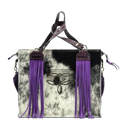 023 Clerk - Black & White w/ No Embossed-Clerk-Western-Cowhide-Bags-Handmade-Products-Gifts-Dancing Cactus Designs