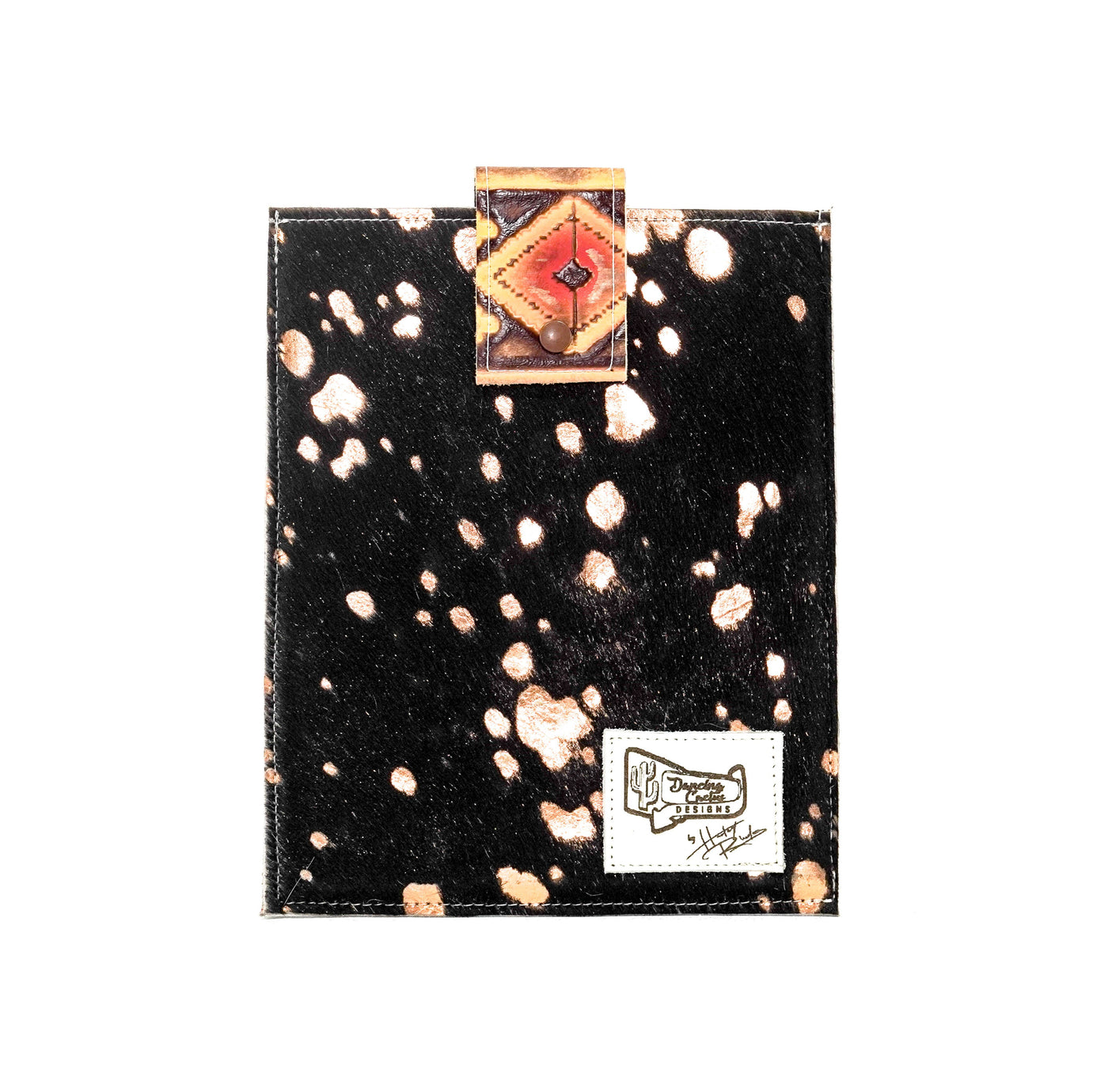13'' Tablet Sleeve - Black & Rose Gold Acid w/ Summit Fire Navajo-13'' Tablet Sleeve-Western-Cowhide-Bags-Handmade-Products-Gifts-Dancing Cactus Designs