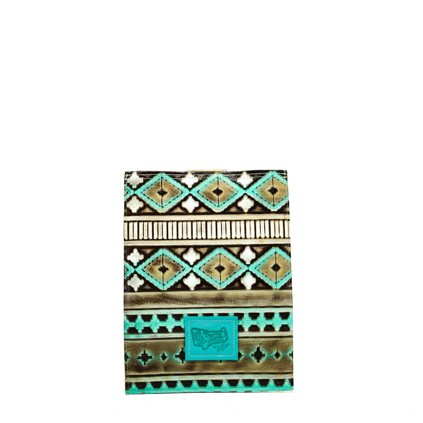 13'' Tablet Sleeve - Black & White w/ Bora Bora Navajo-13'' Tablet Sleeve-Western-Cowhide-Bags-Handmade-Products-Gifts-Dancing Cactus Designs