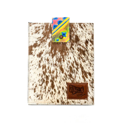 13'' Tablet Sleeve - Chocolate & White w/ Neon Trip Navajo-#REF!-Western-Cowhide-Bags-Handmade-Products-Gifts-Dancing Cactus Designs