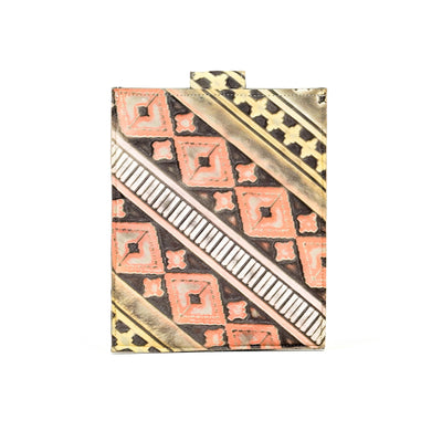 13'' Tablet Sleeve - Rosegold Acid w/ Adobe Navajo-13'' Tablet Sleeve-Western-Cowhide-Bags-Handmade-Products-Gifts-Dancing Cactus Designs