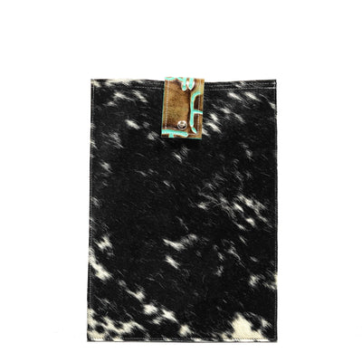 18'' Laptop Sleeve - Black & White w/ Turquoise Brands-18'' Laptop Sleeve-Western-Cowhide-Bags-Handmade-Products-Gifts-Dancing Cactus Designs