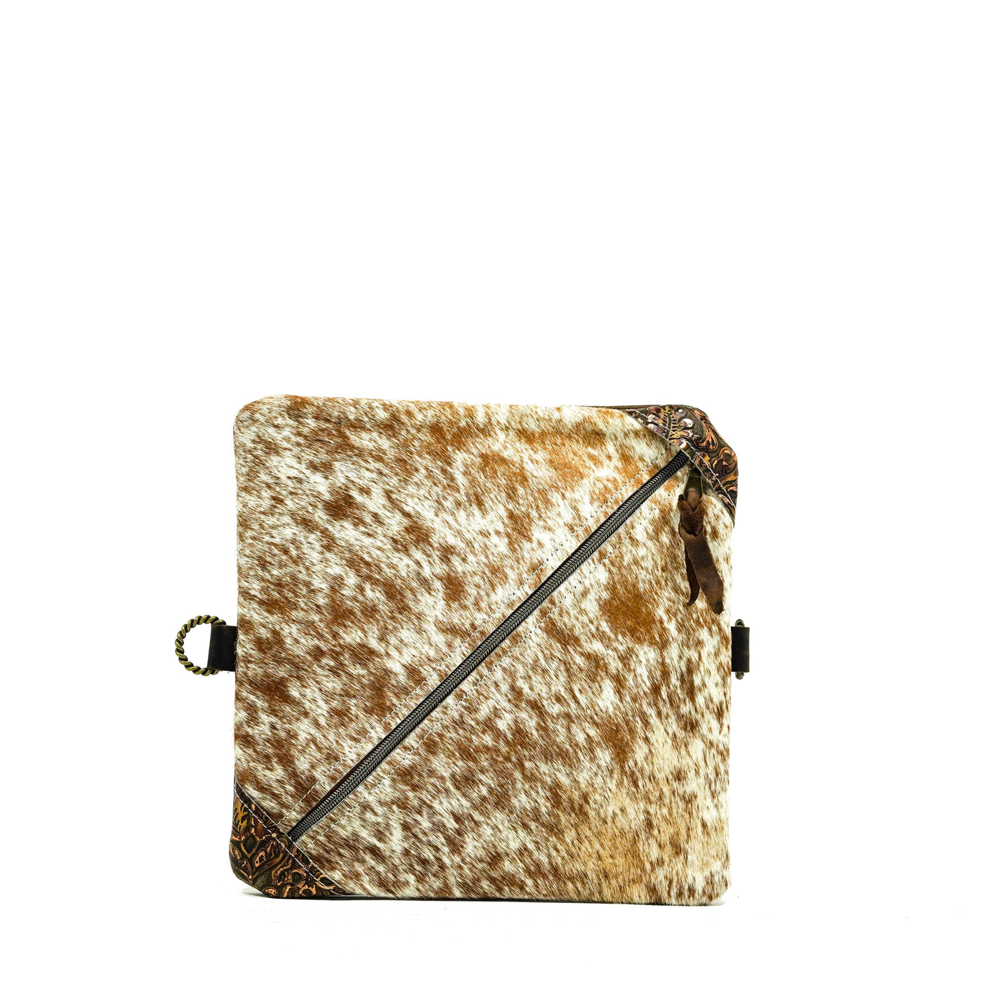 Accessory Bag - Speckled Longhorn w/ Goldrush tool-Accessory Bag-Western-Cowhide-Bags-Handmade-Products-Gifts-Dancing Cactus Designs