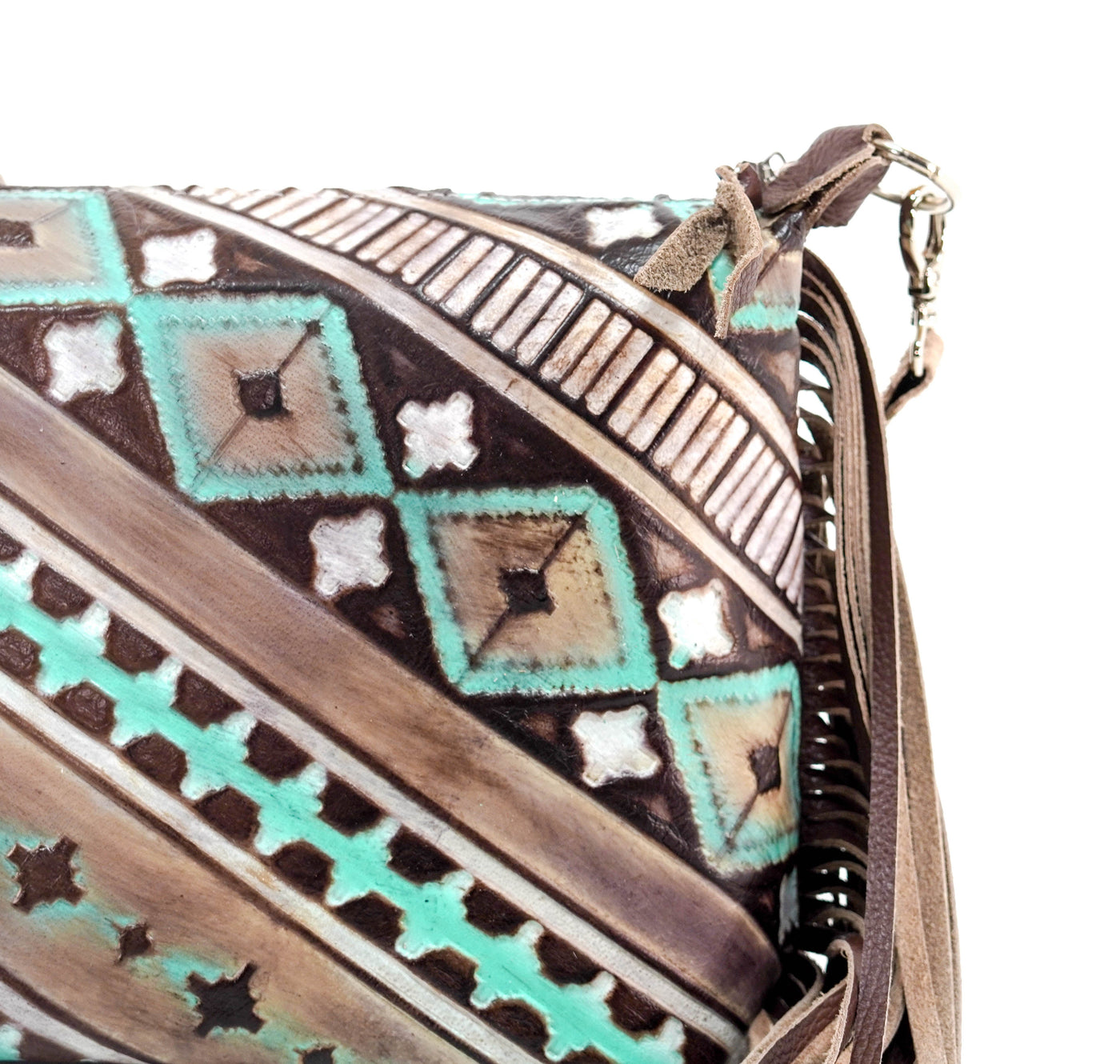 Annie - All Embossed w/ Cocoa Navajo-Annie-Western-Cowhide-Bags-Handmade-Products-Gifts-Dancing Cactus Designs
