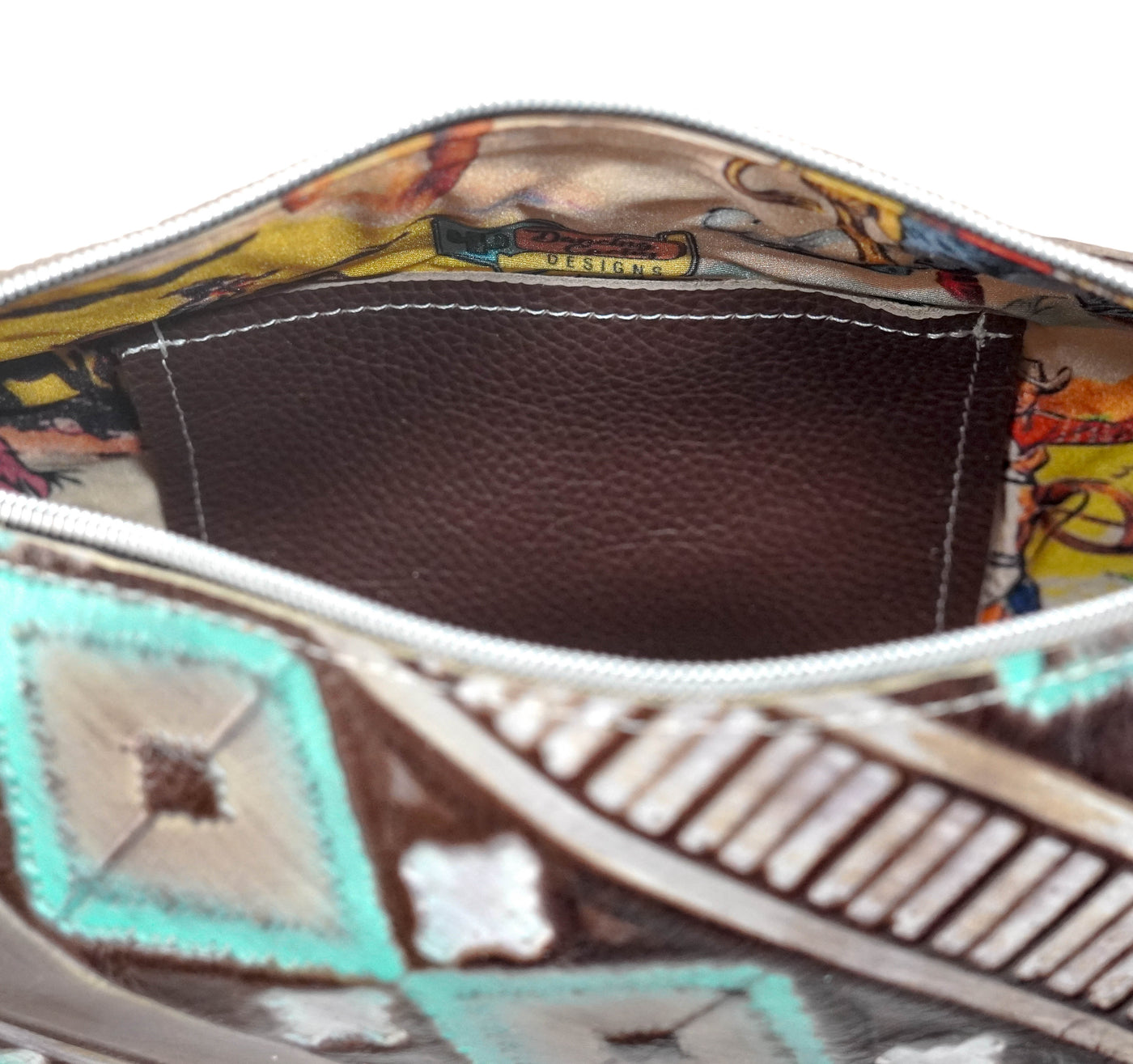 Annie - All Embossed w/ Cocoa Navajo-Annie-Western-Cowhide-Bags-Handmade-Products-Gifts-Dancing Cactus Designs