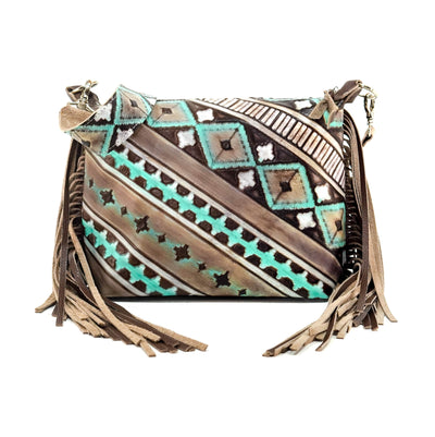 Annie - All Embossed w/ Cocoa Navajo-Annie-Western-Cowhide-Bags-Handmade-Products-Gifts-Dancing Cactus Designs