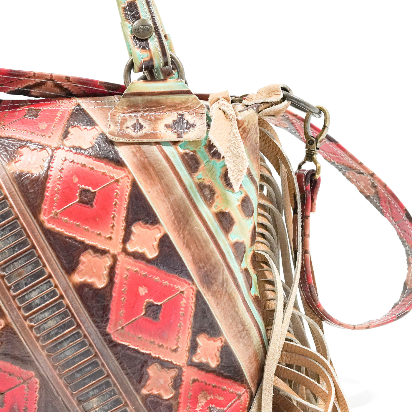 Annie - All Embossed w/ Santa Fe Navajo-Annie-Western-Cowhide-Bags-Handmade-Products-Gifts-Dancing Cactus Designs