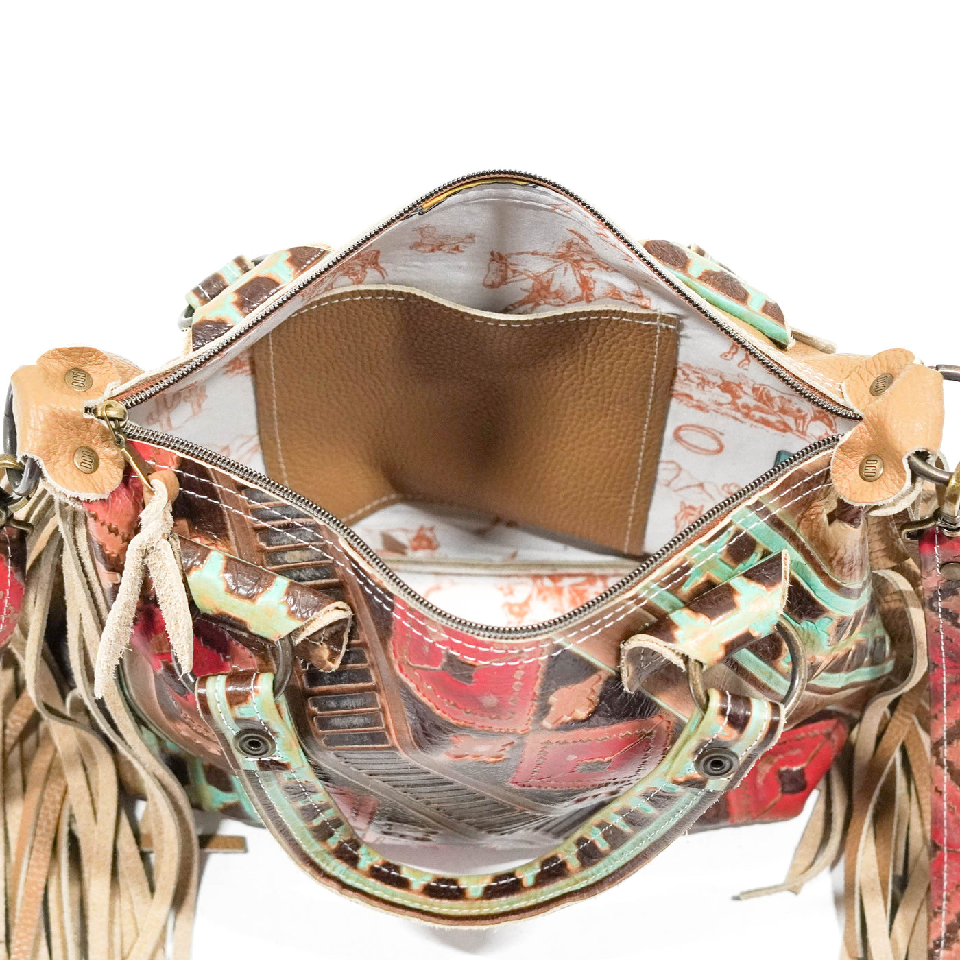Annie - All Embossed w/ Santa Fe Navajo-Annie-Western-Cowhide-Bags-Handmade-Products-Gifts-Dancing Cactus Designs
