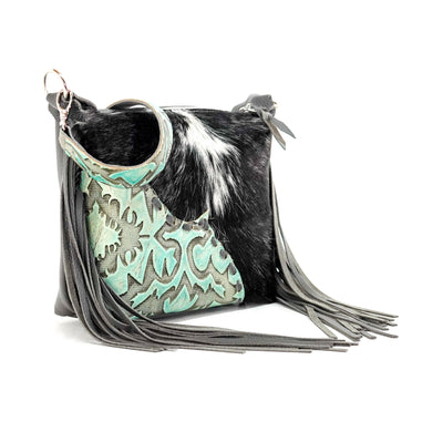Annie - Black & White w/ Mint Laredo-Annie-Western-Cowhide-Bags-Handmade-Products-Gifts-Dancing Cactus Designs