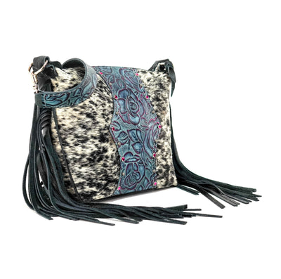 Annie - Black & White w/ Rio Roses-Annie-Western-Cowhide-Bags-Handmade-Products-Gifts-Dancing Cactus Designs