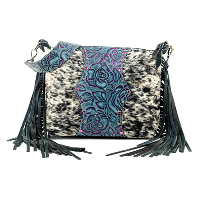 Annie - Black & White w/ Rio Roses-Annie-Western-Cowhide-Bags-Handmade-Products-Gifts-Dancing Cactus Designs