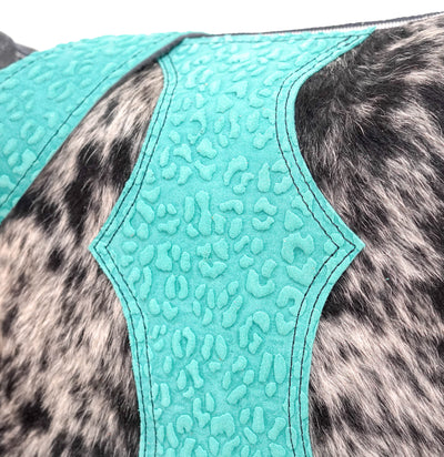 Annie - Black & White w/ Turquoise Leopard-Annie-Western-Cowhide-Bags-Handmade-Products-Gifts-Dancing Cactus Designs