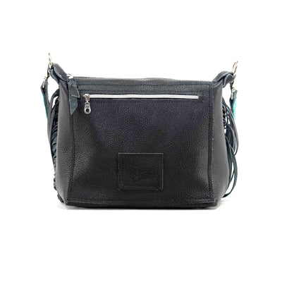 Annie - Black & White w/ Turquoise Leopard-Annie-Western-Cowhide-Bags-Handmade-Products-Gifts-Dancing Cactus Designs