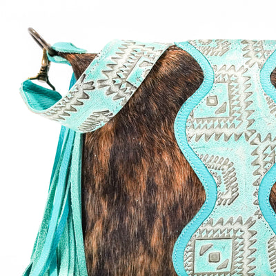 Annie - Brindle w/ Caribbean Aztec-Annie-Western-Cowhide-Bags-Handmade-Products-Gifts-Dancing Cactus Designs