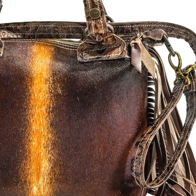 Annie - Brindle w/ Goldrush Tool-Annie-Western-Cowhide-Bags-Handmade-Products-Gifts-Dancing Cactus Designs