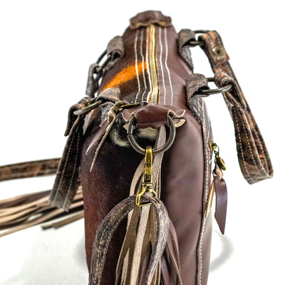 Annie - Brindle w/ Goldrush Tool-Annie-Western-Cowhide-Bags-Handmade-Products-Gifts-Dancing Cactus Designs