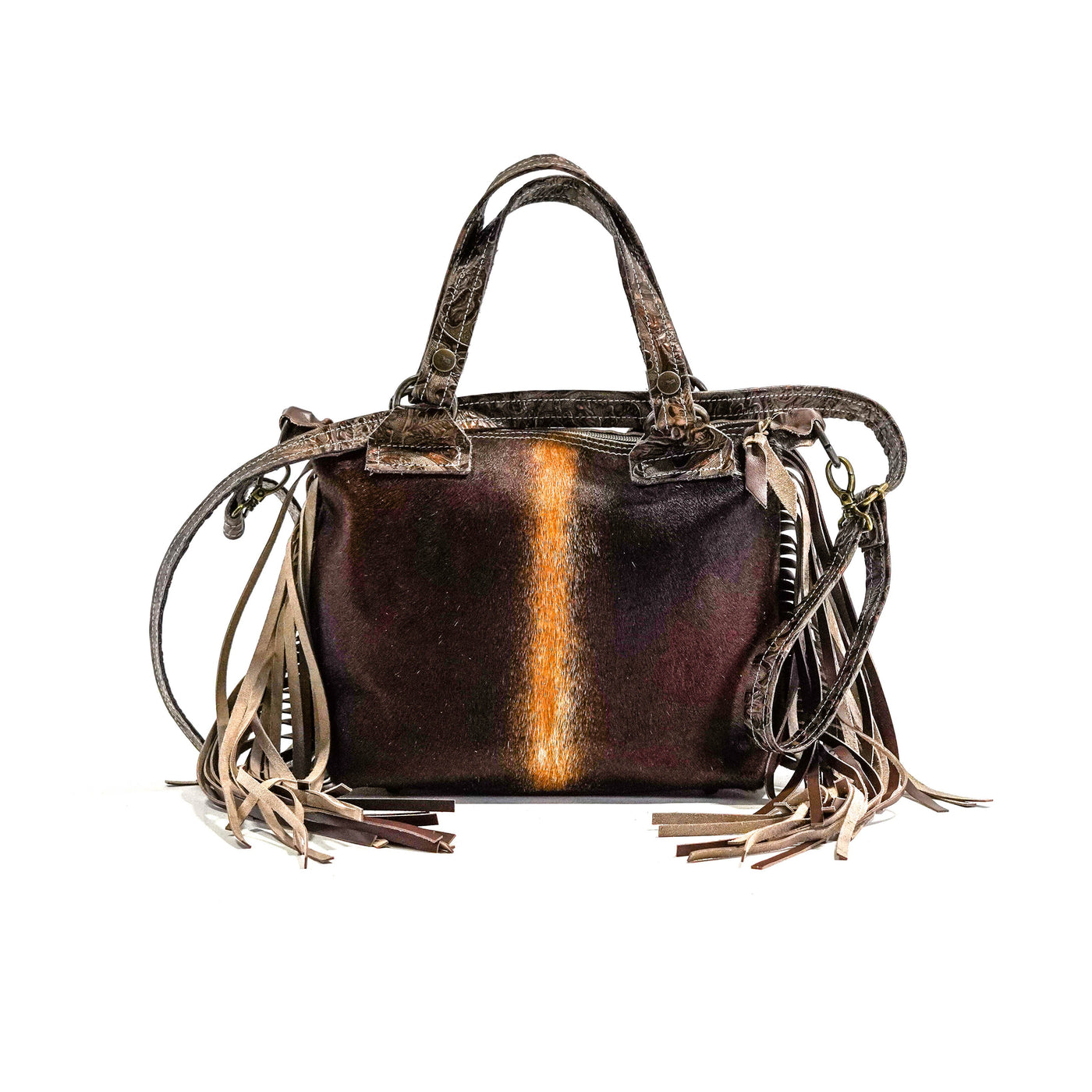 Annie - Brindle w/ Goldrush Tool-Annie-Western-Cowhide-Bags-Handmade-Products-Gifts-Dancing Cactus Designs