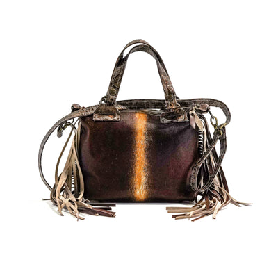 Annie - Brindle w/ Goldrush Tool-Annie-Western-Cowhide-Bags-Handmade-Products-Gifts-Dancing Cactus Designs