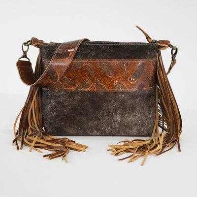 Annie - Dark Brindle w/ Copper Feathers-Annie-Western-Cowhide-Bags-Handmade-Products-Gifts-Dancing Cactus Designs