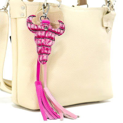 Bag Charm - All Embossed w/ Barbie Croc-Bag Charm-Western-Cowhide-Bags-Handmade-Products-Gifts-Dancing Cactus Designs