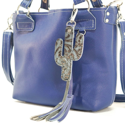 Bag Charm - All Embossed w/ Plated Denim Tool-Bag Charm-Western-Cowhide-Bags-Handmade-Products-Gifts-Dancing Cactus Designs