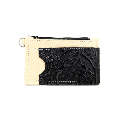 Bandit Wallet - Black & White w/ Onyx Tool-Bandit Wallet-Western-Cowhide-Bags-Handmade-Products-Gifts-Dancing Cactus Designs