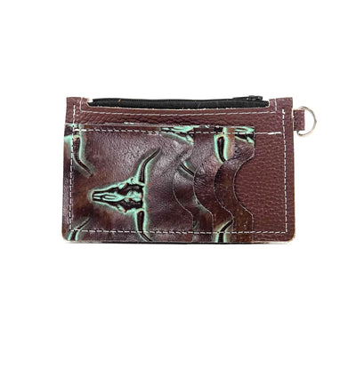 Bandit Wallet - Chocolate & White w/ Mint Chocolate Skulls-Bandit Wallet-Western-Cowhide-Bags-Handmade-Products-Gifts-Dancing Cactus Designs