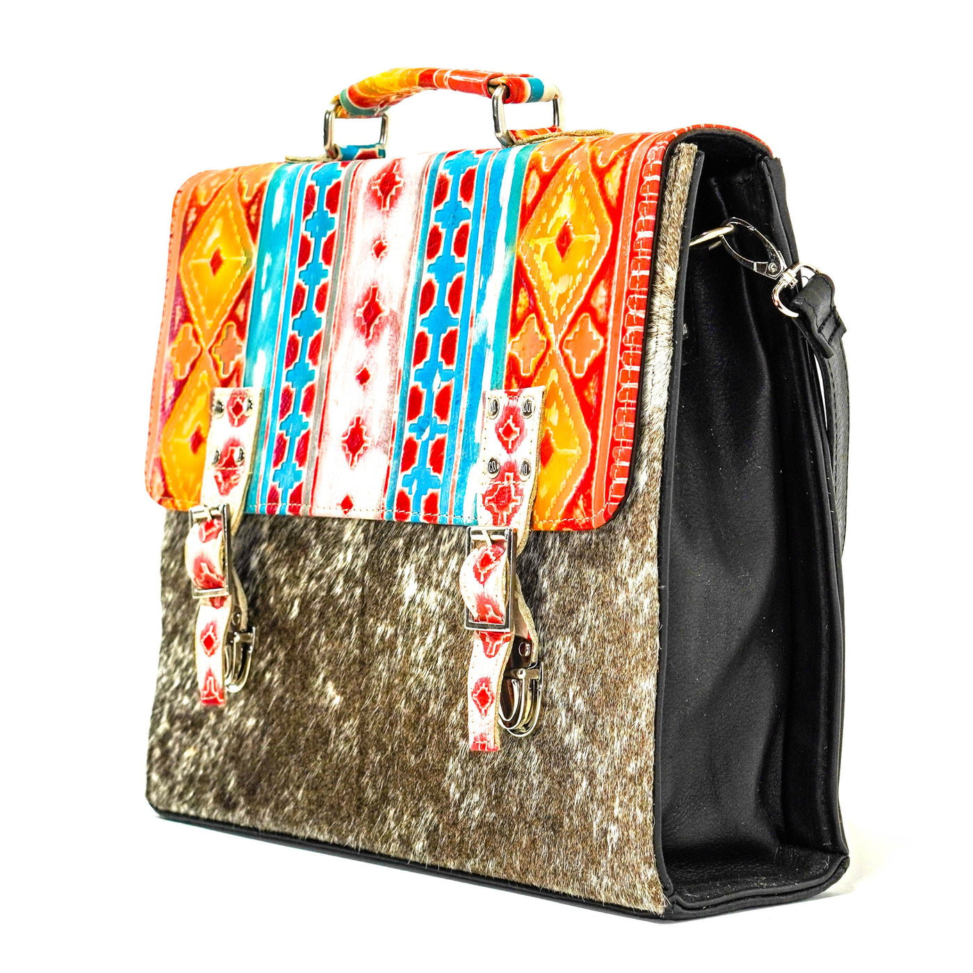 Briefcase - Brindle w/ Great Plains Navajo-Briefcase-Western-Cowhide-Bags-Handmade-Products-Gifts-Dancing Cactus Designs