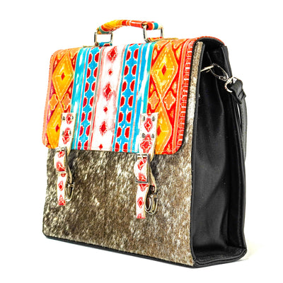 Briefcase - Brindle w/ Great Plains Navajo-Briefcase-Western-Cowhide-Bags-Handmade-Products-Gifts-Dancing Cactus Designs