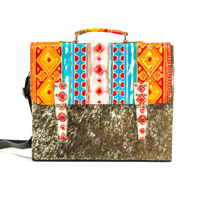Briefcase - Brindle w/ Great Plains Navajo-Briefcase-Western-Cowhide-Bags-Handmade-Products-Gifts-Dancing Cactus Designs