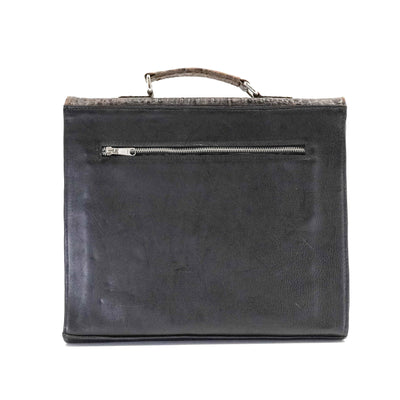 Briefcase - Chocolate & White w/ SPF Croc-Briefcase-Western-Cowhide-Bags-Handmade-Products-Gifts-Dancing Cactus Designs